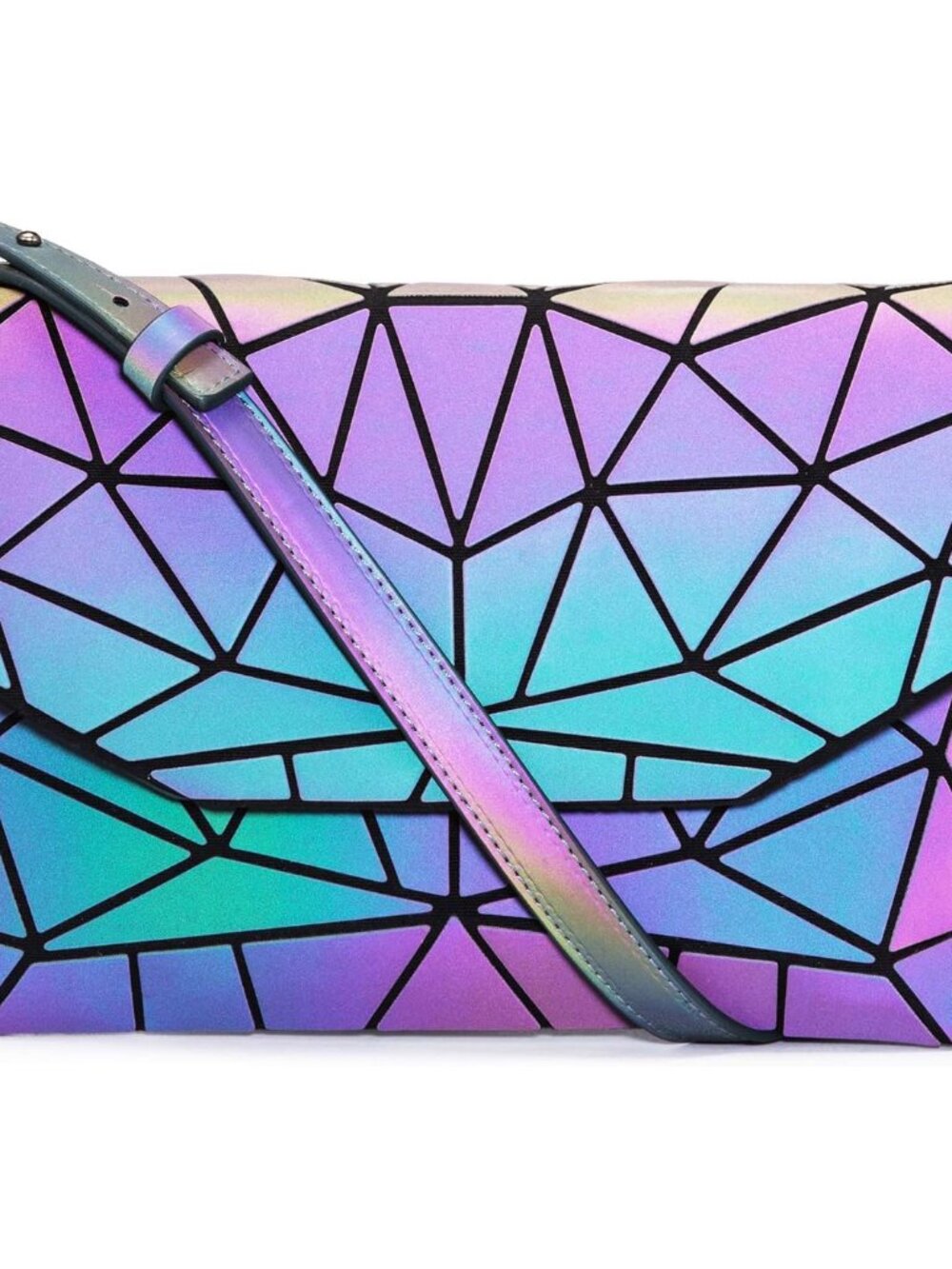Geometric Luminous Purses and Handbags for Women Holographic Reflective Crossbod